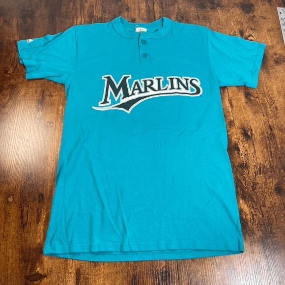 VTG Majestic Florida Marlins Logo Baseball T-Shirt Small‎ Number 29 - Picture 1 of 5